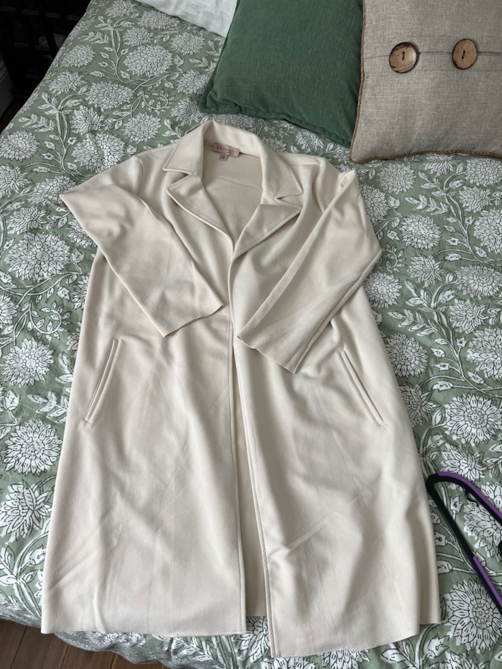Philosophy Light Cream Open-Front Trench Coat